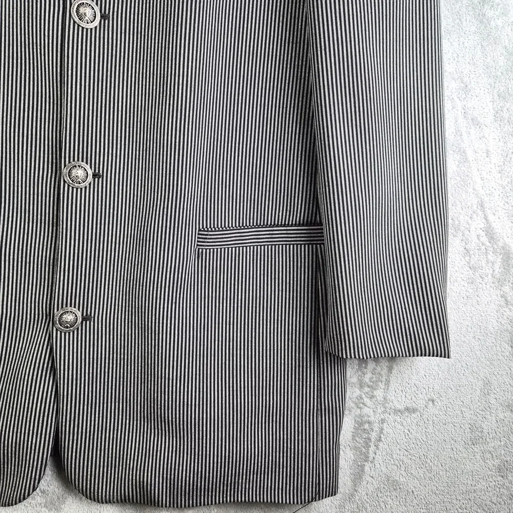 Zanetti Blazer Jacket Vest Grey Black Stripe Moda Biella Extra Fine Merino Italy